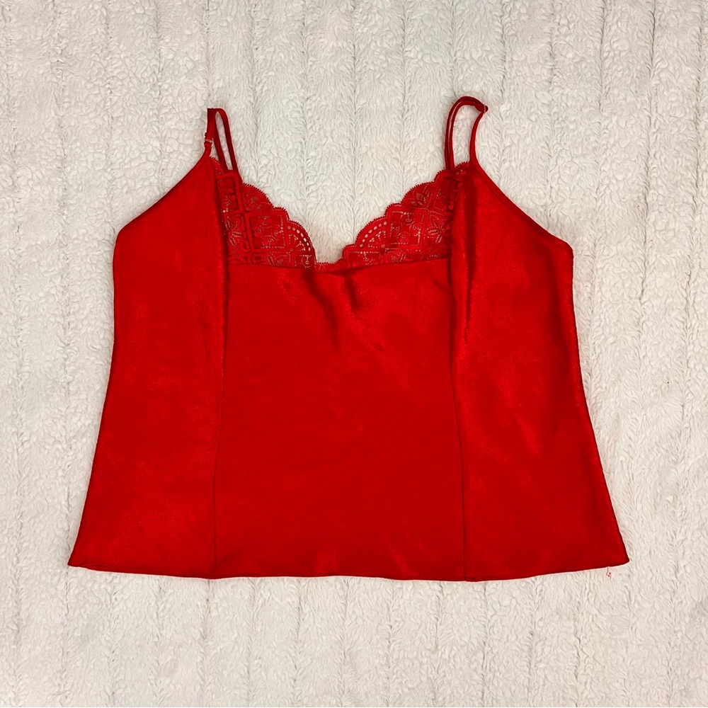 Vintage 90s Victoria secret gold label red silky cami top ⭐️